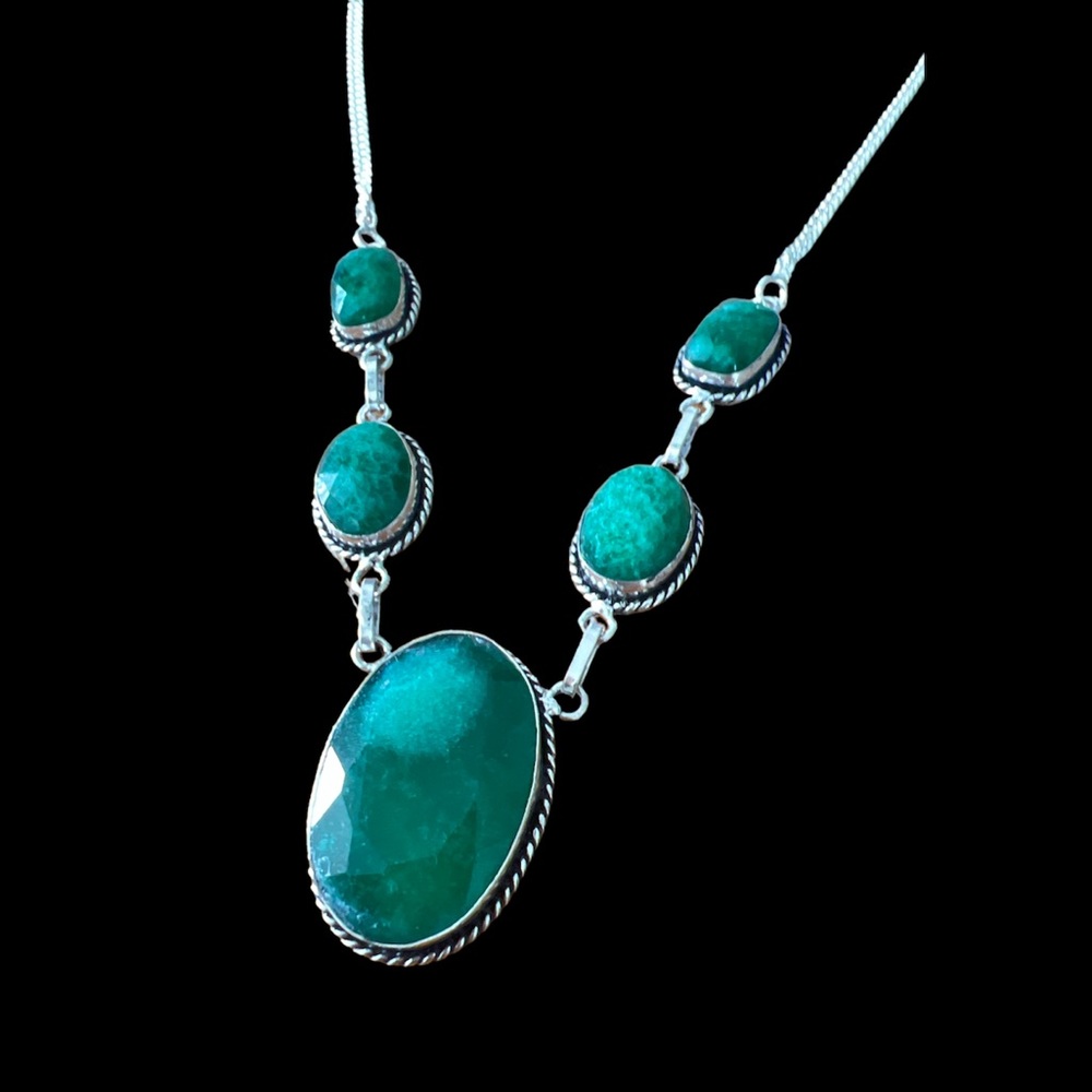 Handmade Sterling Silver Emerald Necklace